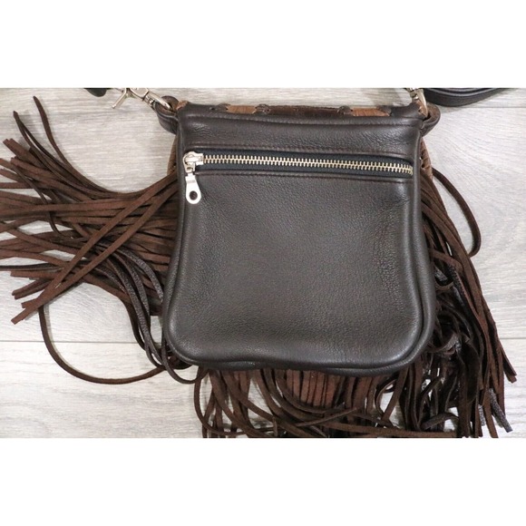 Tribe America Crossbody Waist Bag Fringe Brown Leather - Picture 8 of 10